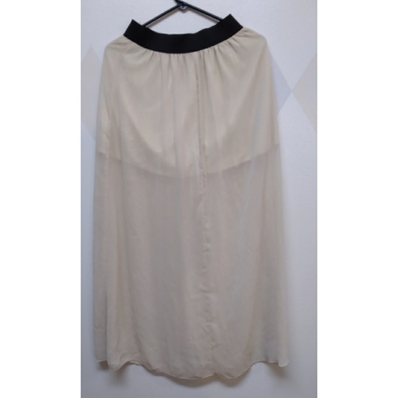 Nude sheer maxi skirt lined with mini skirt 3/5 - Picture 2 of 7